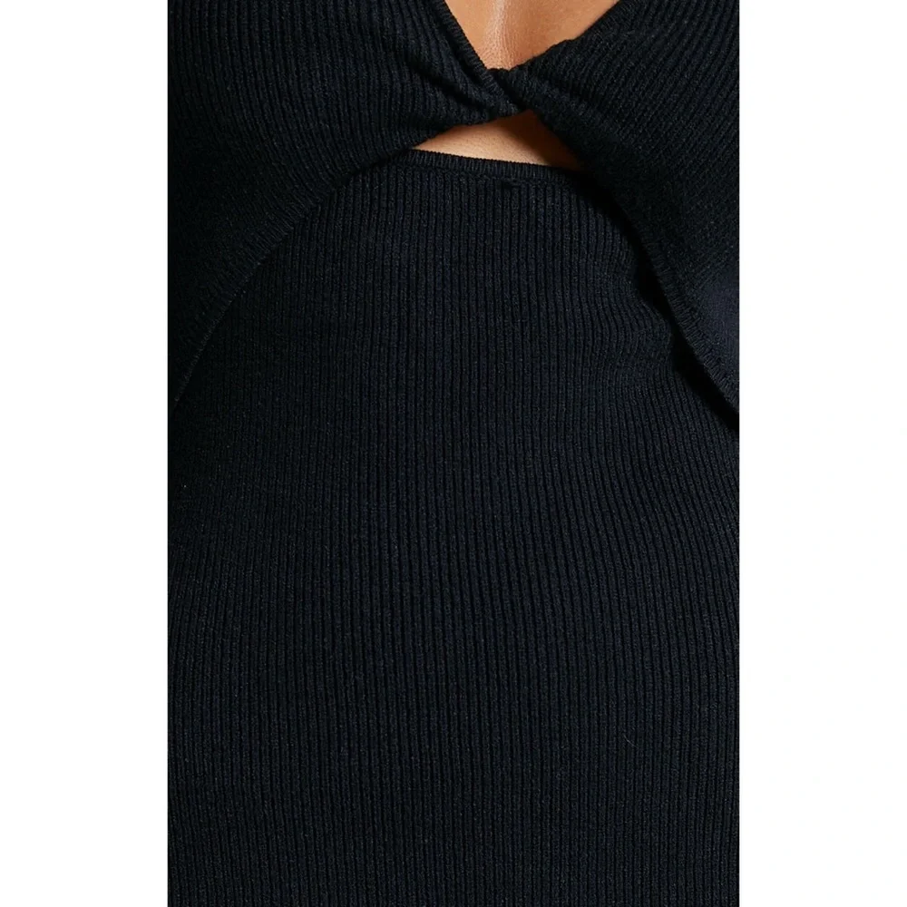 Irmia Twist Front Knit Midi Dress in Black - Picture 8 of 12